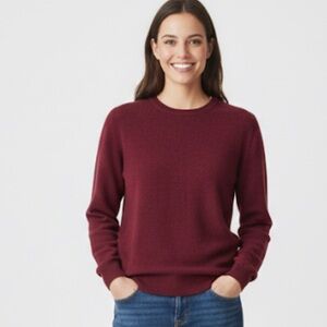 NADAAM Cashmere Crew Boyfriend Sweater Burgundy red Size XL